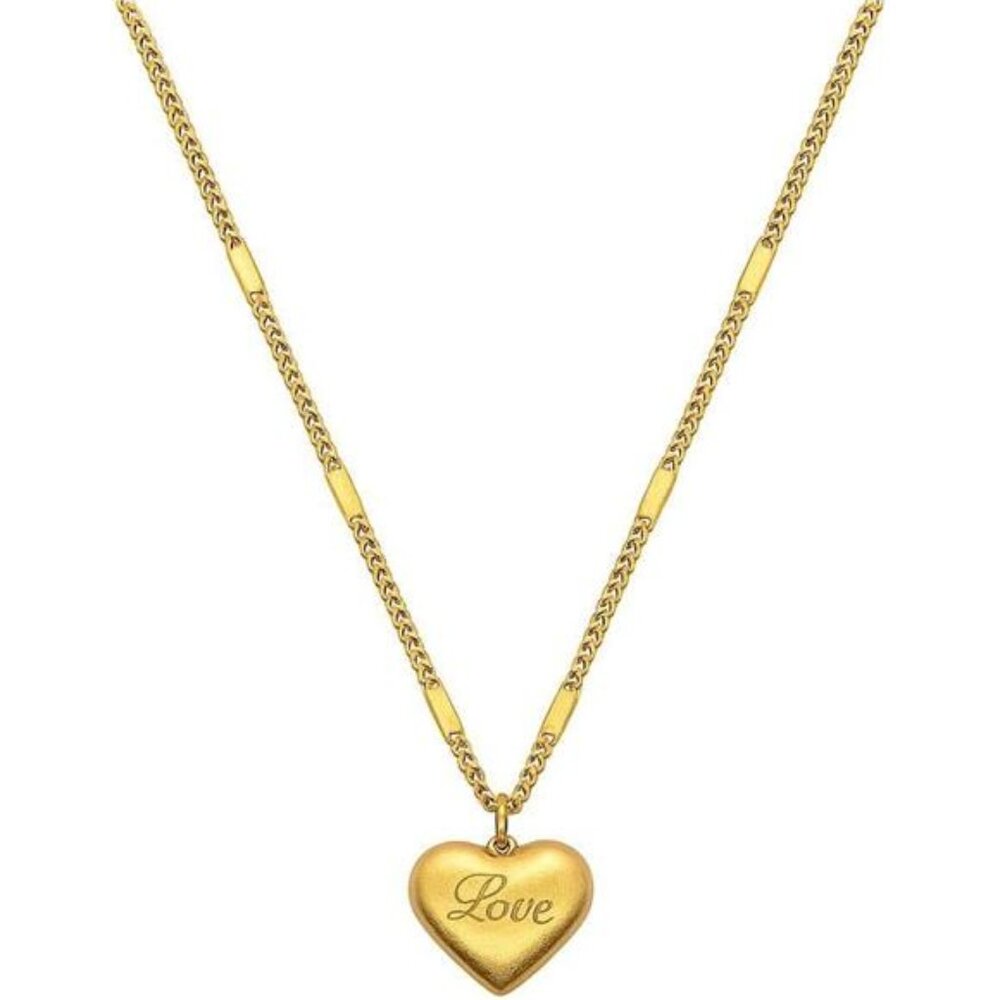 18K Gold Plated Heart Necklace Adjustable Cable Chain Romantic Jewelry Gift Wome